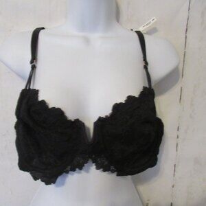 New Aerie Bra 36D Black Lace Balconette Lace Underwire Back Closure